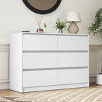 White 6 Drawer Dresser for Bedroom,Modern Deep Drawer Dresser with Curved Corner and No-Handle Design,Storage Wide Chest of Drawer,Wood Bedroom Storage Furniture for Closet,Nursery by CIPACHOHOMEFURNITURE