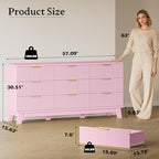 BORNOON Fluted 9 Drawer Dresser, 57.1" Wide Modern Boho Chest of Drawers, Wooden Storage Dresser TV Stand for Bedroom, Living Room, Closet, Hallway, Curved Profile Design - Image 2