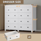 BORNOON Tall 8-Drawer Dresser, Modern Wooden Storage Chest of Drawers, Dresser TV Stand, Wood Drawer Organizer with Metal Handles for Bedroom, Living Room, Hallway - Image 2