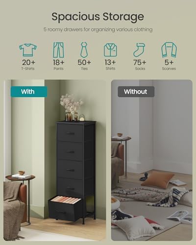 SONGMICS Dresser for Bedroom, Tall Dresser with 5 Fabric Drawers - Image 4