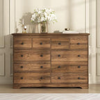 55 Inch Wide Dresser for Bedroom, 10 Drawer Dresser with Large Drawers, Thickened Top, Wood Chest for Living Room, Hallway, Walnut - Image 5