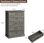 CARPETNAL Farmhouse 5 Drawer Dresser for Bedroom, 44" Tall White Dresser. - Image 2