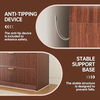 FURSUN Fluted 6 Drawers Dresser for Bedroom, 54" Wide Wooden Dresser with Metal Handle, Curved Profile Design, Modern Storage Organizer for Bedroom, Living Room, Hallway, Dark Walnut - Image 4