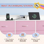 WLIVE Dresser TV Stand with LED Lights & Power Outlets for 55 Inch TV, Pink - Image 5