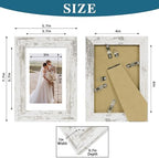 Hongkee 4x6 Picture Frame Set of 4, Made of Real Glass and Distressed White Wooden Frame, 4 by 6 Photo for Wall or Tabletop - Display Picture 3.5x5 with Mat or 4x6 Without Mat - Image 3
