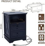Farmhouse 2 Drawers Dresser for Bedroom,Black Dresser with Charging Station - Image 2