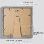 Hongkee 12x12 Picture Frame Set of 4 - Made of Glass and Grey Wooden Frame, Display Square Pictures 10x10 with Mat or 12 x 12 without Mat, Desktop & Wall Collage Photo Frame - Image 3