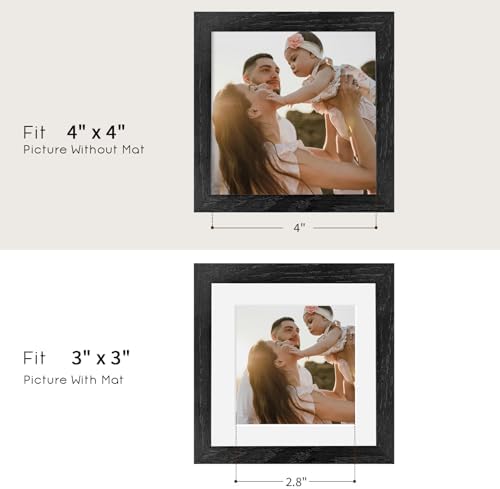 puthiac 4x4 Solid Oak Wood Picture Frames, Black, 3 Pack - Image 4