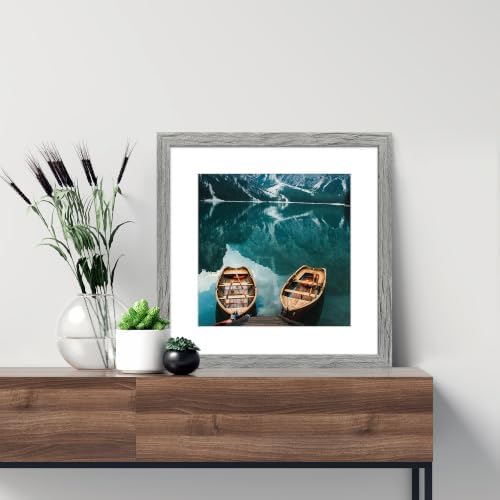 Hongkee 16x16 Frame Set of 4, 16 x 16 Grey Wood Style(Mat 12x12) - Image 2