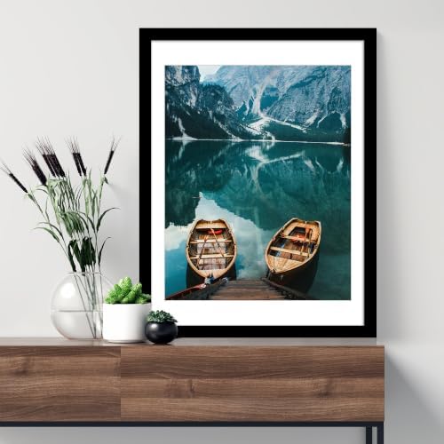 Hongkee 16x20 Frames Set of 4, 16 x 20 Black Wood Style(Mat 11x14) - Image 2