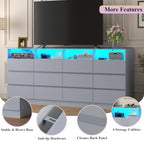 Gyfimoie 12-Compartment Divided Drawer Dresser w/Power Outlet, LED Light - Image 3