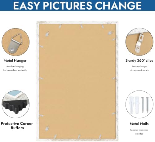 Hongkee 20x30 Frame Set of 4, 20 x 30 Distressed White Wood(Mat 16x24) - Image 5