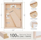 puthiac 5x7 Solid Oak Wood Picture Frame with 4x6 Mat, Natural Oak, 1 Pack - Image 3