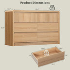 LYNSOM Oak Fluted 6 Drawer Dresser for Bedroom, Curved Edge, 50" Wide - Image 2