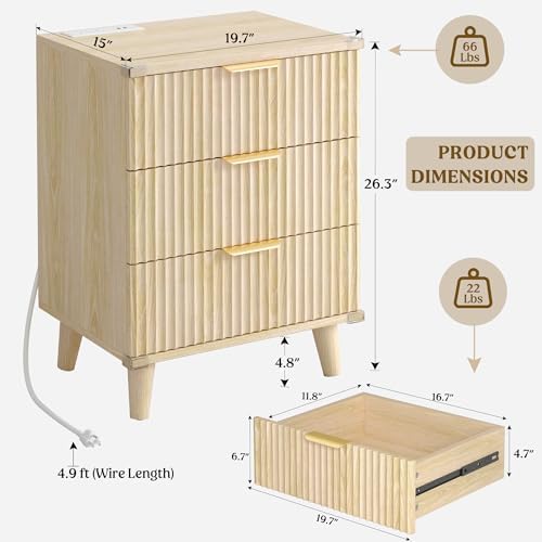 Modern Dresser and Nightstand Sets 3-Piece, 2 Nightstands 5-Drawer Dresser - Image 3