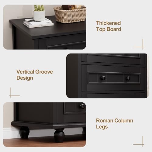 4 Drawer Dresser for Bedroom, 35'' Tall Storage Chest of Drawers, Black - Image 5