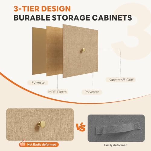 Sweetcrispy 7 Drawer Dresser for Bedroom Storage with Fabric Bins, Khaki - Image 6