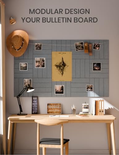 Fluxynara 36" x 24" Large Felt Bulletin Board, Blue Gray - Image 6