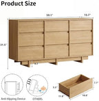 HOUROM Oak Dresser for Bedroom, 59in Modern 9 Drawer Chest of Drawers - Image 2