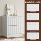 7 Drawer Dresser & 2-Drawer Nightstand Set 3-Piece, White丨55 Wide Bedroom Set Night Stand Set of 2 with Metal Handle, Fluted Wood Chest of Drawers Storage Dressers Set for Bedroom - Image 5