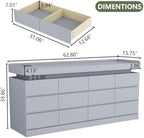 Gyfimoie 12 Drawer Dresser with Power Outlet, Modern Dresser with LED Light - Image 2