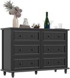 Black 6 Drawer Dresser, Vintage Chest of Drawers, 47.2'' Bedroom Cabinet - Image 6