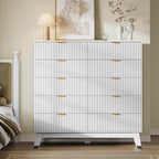 BORNOON 46" Tall Dresser for Bedroom, 10-Drawer Fluted Chest of Drawers, Modern Wood Highboy with Metal Slides and Handles, Anti-Tip Kit, Vertical Clothes Storage Organizer for Apartment, Closet - Image 3