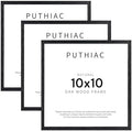 puthiac 10x10 Solid Oak Wood Picture Frames, Black, 3 Pack by PUTHIAC