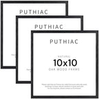 puthiac 10x10 Solid Oak Wood Picture Frames, Black, 3 Pack by PUTHIAC