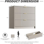 Furniway Beige Dresser for Bedroom, Modern Dresser with 3 Drawers and Smooth Slides, Wide Chest of Drawers with Golden Handles for Bedroom, Living Room, Closet, 15.7" D x 31.5" W x 29.6" H - Image 2