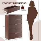 FURSUN Fluted 5 Drawers Dresser for Bedroom, 48" Tall Wooden Modern Dresser with Metal Handle, Curved Profile Design, Storage Organizer for Bedroom, Living Room, Hallway, Dark Walnut - Image 2