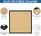 Hongkee 20x20 Frame Set of 4, 20 x 20 Black Wood Style(Mat 16x16) - Image 5
