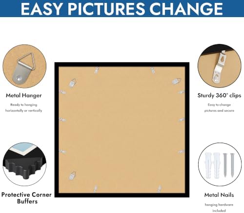 Hongkee 20x20 Frame Set of 4, 20 x 20 Black Wood Style(Mat 16x16) - Image 5