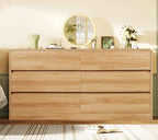 TEENFON 55" Dresser for Bedroom with 6 Drawers, Dressers & Chests of Drawers with Curved Profile Design, 6 Drawer Dresser, Bedroom Dressers, Wood Dressers for Bedroom, Hallway, Natural - Image 4