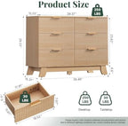6 Drawer Dresser for Bedroom, Fluted 39.4" Wide Chest of Drawers - Image 2