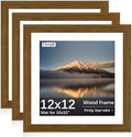 12x12 Poster Frame, Rustic Brown Wood Frame with 10x10 Mat, 3 Pack by Unknown