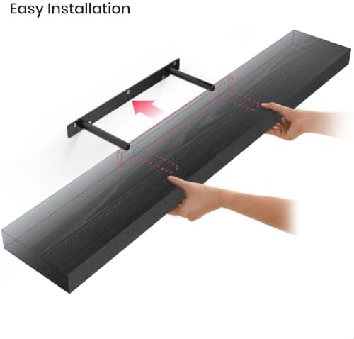 Ballucci Floating Shelf, 36" Wood Wall Shelf with Invisible Brackets for Bathroom, Living Room, Bedroom, Kitchen, Nursery, 8" Deep, Black - Image 5