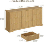 Wooden 9 Drawer Dresser for Bedroom, Fluted Dresser with Storage and Metal Handle, Modern Chest of Drawers for Living Room, Entryway, Natural Oak - Image 2