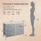 WLIVE Dresser for Bedroom with 6 Fabric Drawers, Light Grey - Image 3