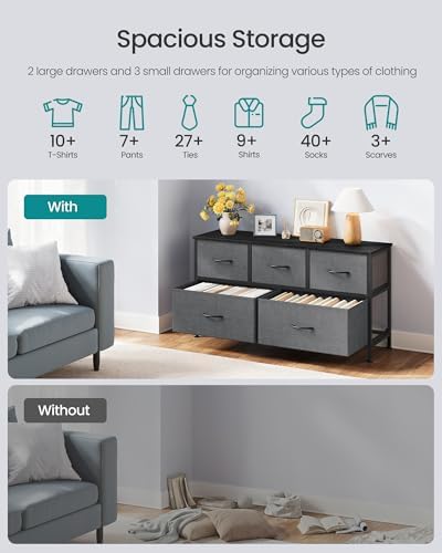 SONGMICS Dresser for Bedroom, Wide Dresser with 5 Fabric Drawers - Image 4
