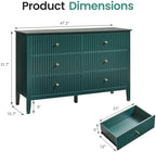 RoyalCraft 6 Drawer Dresser, Fluted Modern Wood Chest of Drawers, Long Dresser for Bedroom TV Stand Storage Cabinet for Living Room, Green - Image 2
