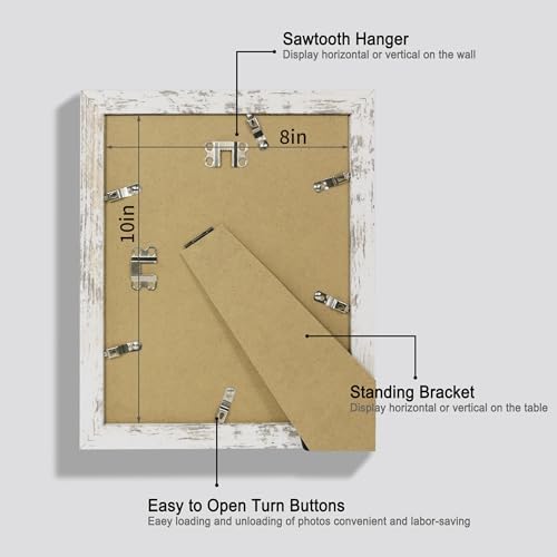 Hongkee 8x10 Picture Frame Set of 4, Made of Real Glass and Multicolour Wooden Frame, 8 by 10 Photo for Wall or Tabletop - Display Picture 5x7 with Mat or 8x10 Without Mat - Image 3