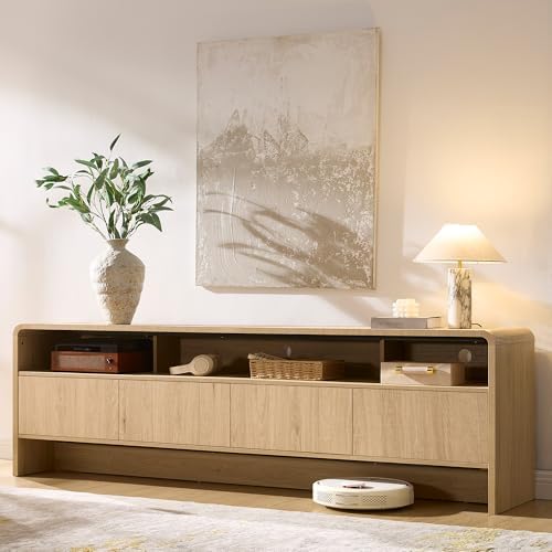 AMERLIFE 70" Modern Curved TV Stand with Storage for TVs Up to 80" by AMERLIFE
