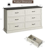 Farmhouse 6 Drawer Dresser for Bedroom, 55" White Dresser with TV Stand - Image 2