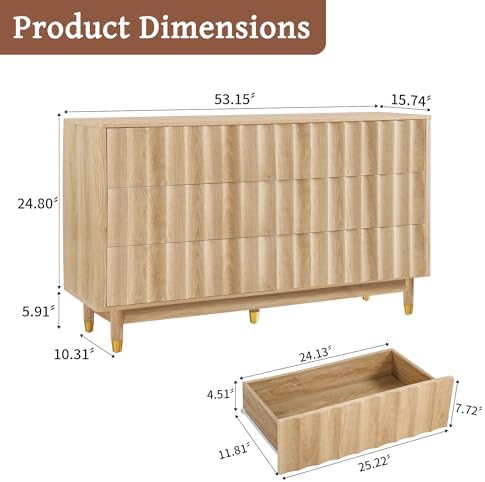 Bifins 53" Wide Fluted 6 Drawer Dresser - Image 2