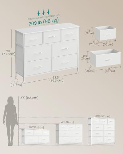 SONGMICS Dresser for Bedroom, Wide Dresser with 7 Fabric Drawers - Image 2