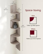 VASAGLE Corner Shelf Wall Mount, 5-Tier Floating Corner Bookshelf - Image 3