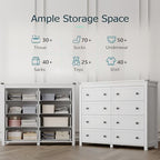 Xixini 47.2" Wide 8-Drawer Farmhouse Dresser for Bedroom, White - Image 4