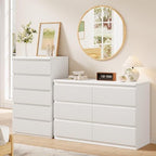 Jocoevol Fluted 5 Drawer Dresser, 43" Tall Dresser for Bedroom, Modern Fluted Chest of Drawers, Wood Drawer Organizer for Living Room, Bedroom, Entryway, Hallway (White) - Image 3