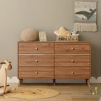 Chrangmay 6 Drawer Dresser,47" Wide Mid Century Chest of Drawers,Wooden Bedroom Drawer Dresser with 6 Storage Drawers for Bedroom,Living Room,with Anti-Tipping Device,Walnut.HT - Image 5